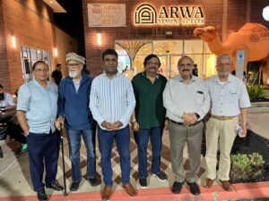 Kaukab Iqbal with members of the Pakistani community at a reception in Houston, Texas.