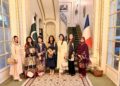 Pakistan Ambassador Mumtaz Zahra Baloch briefing the National Defence University delegation in France.