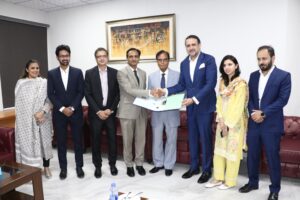 Officials from PEBS Hospital and KIRAN during the MoU signing ceremony in Karachi.
