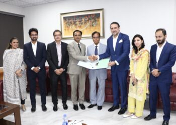 Officials from PEBS Hospital and KIRAN during the MoU signing ceremony in Karachi.