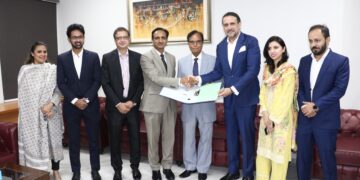 Officials from PEBS Hospital and KIRAN during the MoU signing ceremony in Karachi.