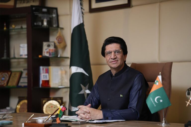 Chairman Khaqan Waheed Khawaja speaking about public welfare and community initiatives in Pakistan.