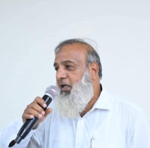 Funeral prayers attended by PTCL employees and mourners for senior union leader Muhammad Saleem in Karachi.