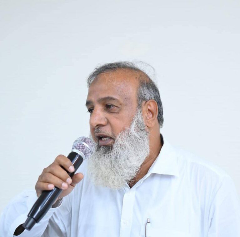 Funeral prayers attended by PTCL employees and mourners for senior union leader Muhammad Saleem in Karachi.