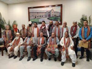 Ali Hasan Brohi and Dleep Singh with newly elected Sindh Basketball Association officials in Karachi