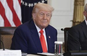 US President Donald Trump speaking about trade and tariff policies.