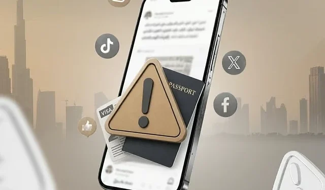 Dubai immigration authority GDRFA officers addressing crackdown on fake visa services promoted on social media platforms.