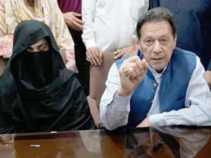 Islamabad High Court building with legal case hearing notice for Imran Khan and Bushra Bibi appeals.