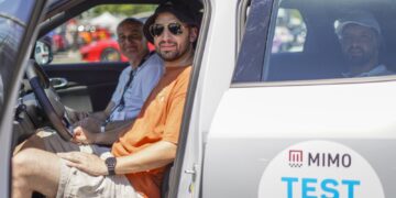 Supercars and world premiere vehicles during the MIMO 2026 opening parade at Monza Circuit