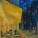 Café Terrace at Night by Vincent van Gogh showing illuminated café terrace in Arles under a starry night sky.