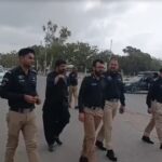 Security arrangements and mourners gathering for the 9th Muharram procession in Karachi.