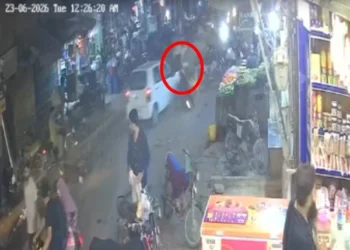 Speeding car involved in a fatal road accident in Karachi captured on CCTV camera.