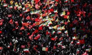 Hundreds of thousands of mourners attend the funeral and burial of Iran's late Supreme Leader Ali Khamenei in Mashhad.