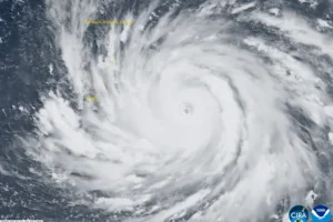 Emergency workers and residents prepare for Typhoon Bavi after the s