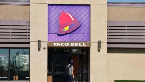 Taco Bell restaurant following the removal of shredded lettuce during a US parasite outbreak investigation.