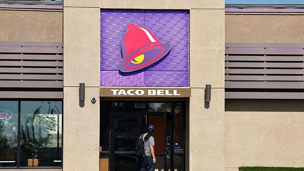 Taco Bell restaurant following the removal of shredded lettuce during a US parasite outbreak investigation.