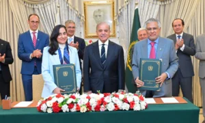 Prime Minister Shehbaz Sharif and Canadian Foreign Minister Anita Anand during a bilateral meeting in Islamabad focused on strengthening Pakistan-Canada relations and economic cooperation.