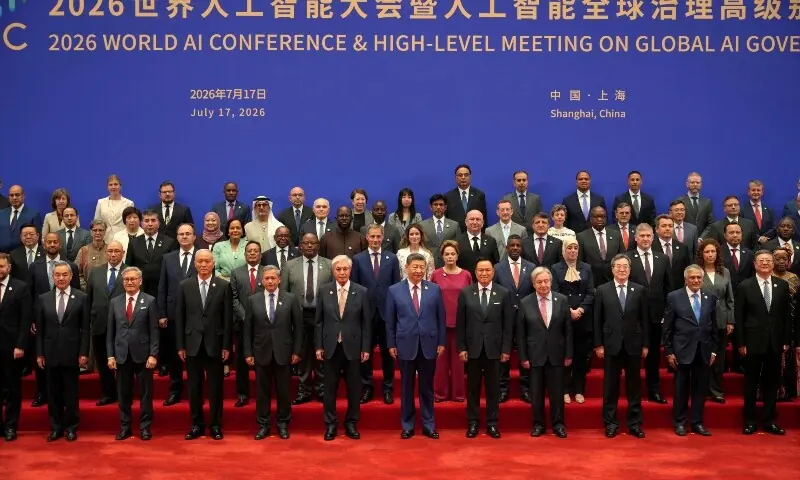 Xi Jinping speaks at the World Artificial Intelligence Conference as China promotes global AI cooperation and Pakistan joins WAICO.