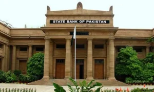 State Bank of Pakistan headquarters ahead of the monetary policy announcement on the benchmark interest rate.