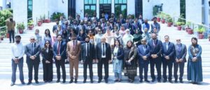 Election Commission of Pakistan officers attend a briefing at the Federal Constitutional Court of Pakistan in Islamabad.