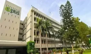PTCL headquarters following the appointment of Mohammad Nadeem Khan as interim Chief Executive Officer.