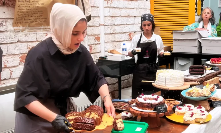 Customers queue for creative Danish pastries at a popular food pop-up in Karachi.