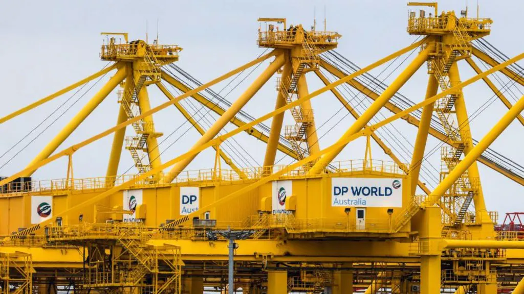 Container terminal operated by DP World in Australia as dock workers push for a 28-hour work week amid increased automation.