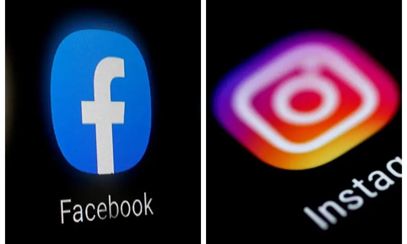 Facebook and Instagram logos displayed on a smartphone during a widespread Meta service outage.