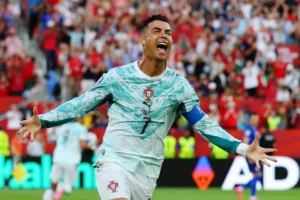 Portugal striker Goncalo Ramos celebrates his late winning goal against Croatia at the FIFA World Cup 2026.