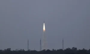 Skyroot Aerospace launches the Vikram-1 rocket from Sriharikota on India's first privately developed orbital mission.