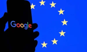 Google logo displayed as the European Commission announces €890 million in Digital Markets Act fines.