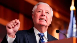 Republican Senator Lindsey Graham speaking during a public event in Washington, DC, before his death following a brief illness.