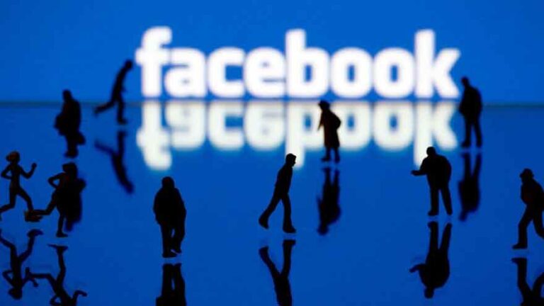 A Facebook logo displayed on a smartphone alongside a privacy and cybersecurity concept.