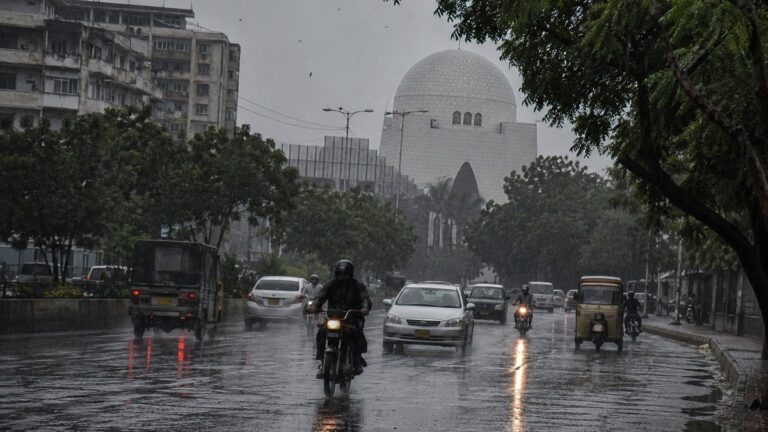 Karachi Water and Sewerage Corporation personnel deploy jetting and suction machines as part of emergency monsoon preparedness measures across the city.
