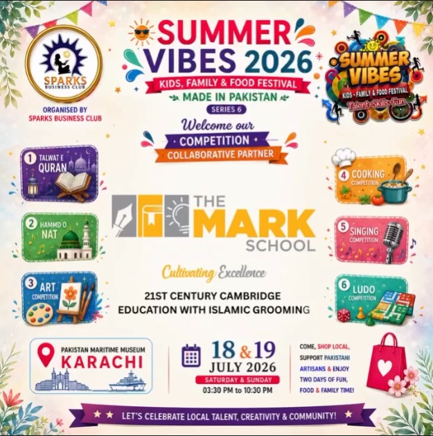 The MARK School announced as Competition Collaborative Partner for Summer Vibes 2026 at Pakistan Maritime Museum Karachi.