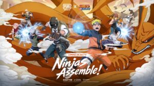PUBG MOBILE and NARUTO SHIPPUDEN collaboration featuring anime-inspired gameplay and iconic characters in Version 4.5.