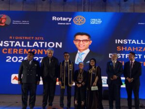 Rotary District 3271 installs Shahzad Sabir as District Governor at PC Hotel Karachi.