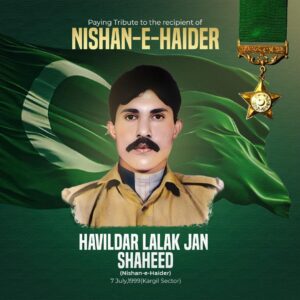 Portrait of Havildar Lalak Jan Shaheed, Nishan-e-Haider recipient, honoured by the Pakistan Armed Forces on his martyrdom anniversary.