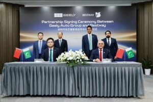 Bestway Group signs partnership with Geely Auto to launch Geely Pakistan vehicles and begin local assembly in Karachi.