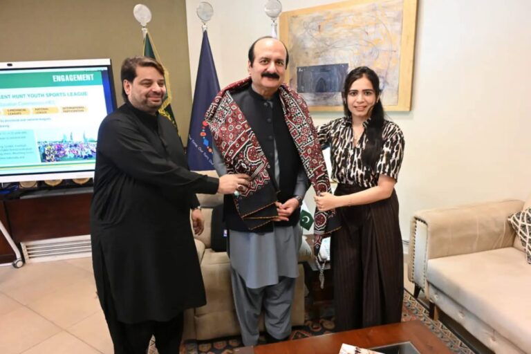 PMYP Chairman Rana Mashhood Ahmad Khan holds a meeting with K21 News Network officials to strengthen cooperation on youth-focused programmes in Karachi.
