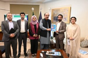PMYP Chairman Rana Mashhood Ahmad Khan receives the DATH Annual Report 2025–2026 during a meeting focused on drug prevention and youth awareness in Pakistan.