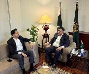 Sindh IT Minister Ali Rashid and SAPM Fahd Haroon hold a meeting in Islamabad to discuss Pakistan's digital media and technology initiatives.