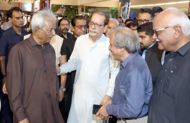 Governor Sindh Nihal Hashmi, Arts Council President Mohammad Ahmed Shah and guests attend the Niaz-e-Imam Hussain gathering at the Arts Council of Pakistan Karachi during Muharram.