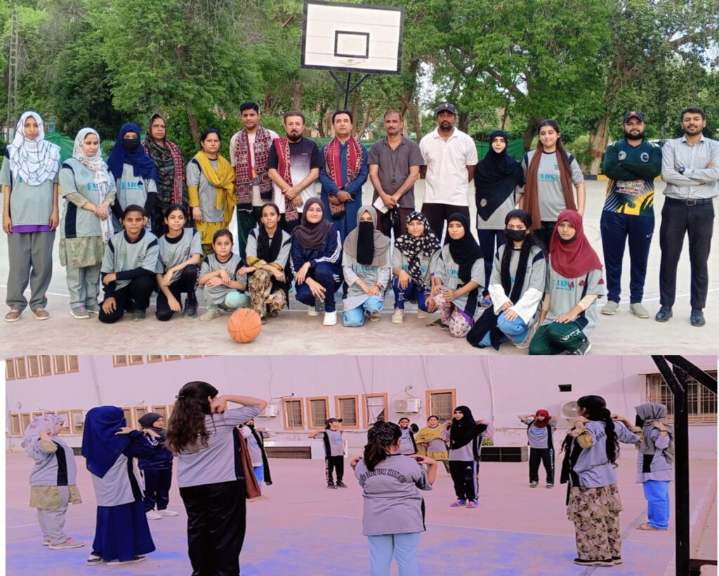 Participants attend the Sindh Basketball Association's coaching camp in Sukkur under the guidance of coach Alisha Shahzad Bajwa.