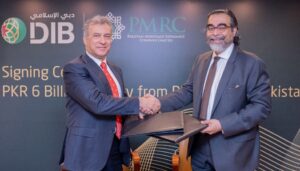 Representatives of DIB Pakistan and Pakistan Mortgage Refinance Company sign a PKR 6 billion Musharakah financing agreement to expand affordable Islamic housing finance in Pakistan.