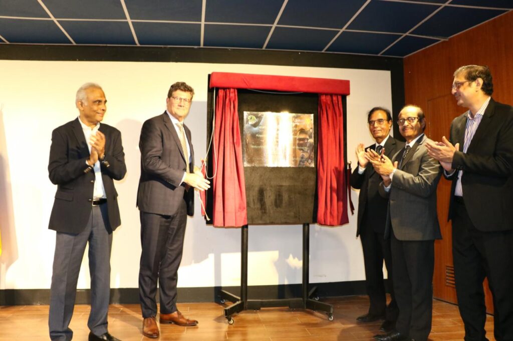 Officials and guests inaugurate the second phase of the Pakistan Eye Bank Society's school eye screening programme at PEBS Hospital in Karachi.