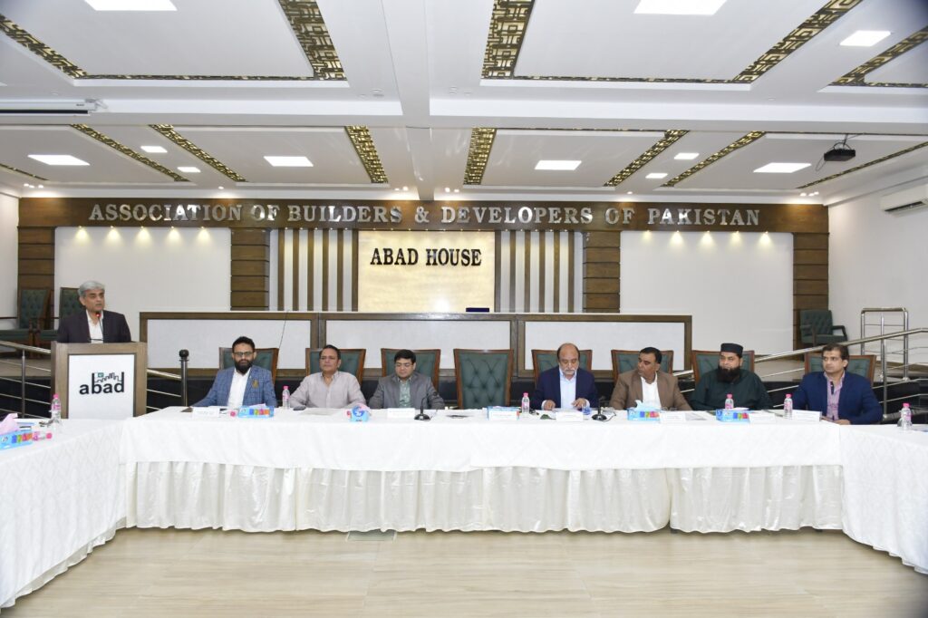 ABAD Chairman Mohammed Hassan Bakshi hosts SBCA Director General Dr. Waseem Shamshad Ali and industry representatives during a luncheon meeting at ABAD House in Karachi.