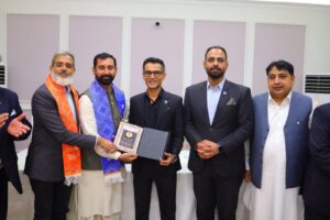 Rotary District 3271 Governor Shahzad Sabir with members at the Joint Installation Ceremony of Karachi Rotary clubs.