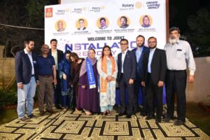 Members and Rotary leaders attend the Rotary Club of Roshni Karachi installation ceremony marking the beginning of Rotary Year 2026–27.