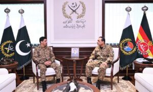General Syed Aamer Raza receiving a Guard of Honour after taking command of the National Strategic Command in Rawalpindi.